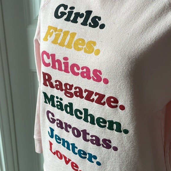 J. Crew x Girls Inc. pink sweatshirt top (size small) - Picture 2 of 5
